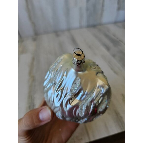 Czech Republic Lion silver glitter ornament glass head bust tree - Picture 6 of 10